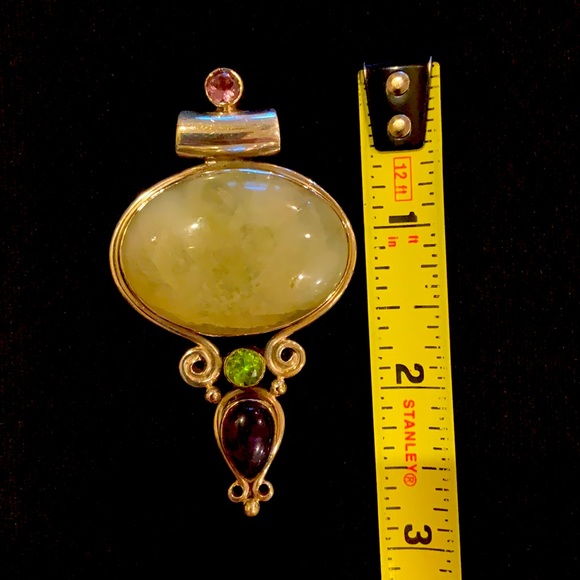 Sterling Moonstone, Peridot, & Amethyst Pendant - Vintage - Picture 7 of 9